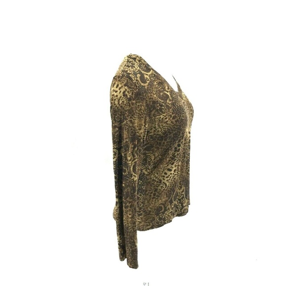 Chicos V Neck Long Sleeve Cheetah Paisley Top Sz 8 - Picture 6 of 6